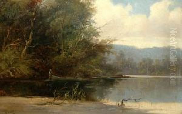 Tasmanian River Scene Oil Painting by Gladstone Eyre