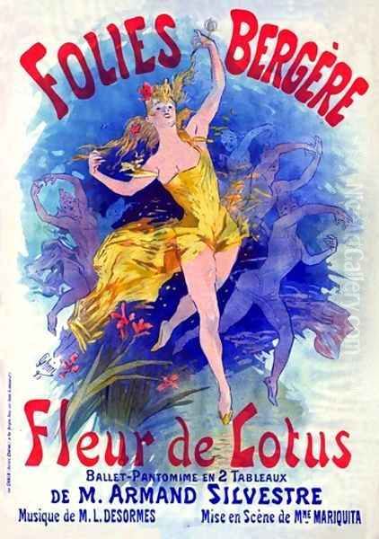 Folies Bergere Fleurd Oil Painting by Jules Cheret