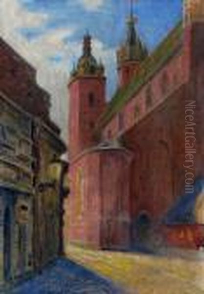 Widok Na Kosciol Mariacki W Krakowie by Stanislaw Ignacy Fabijanski Poraj