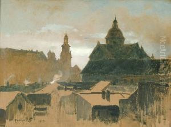 Widok Na Wawel Oil Painting by Stanislaw Ignacy Fabijanski Poraj