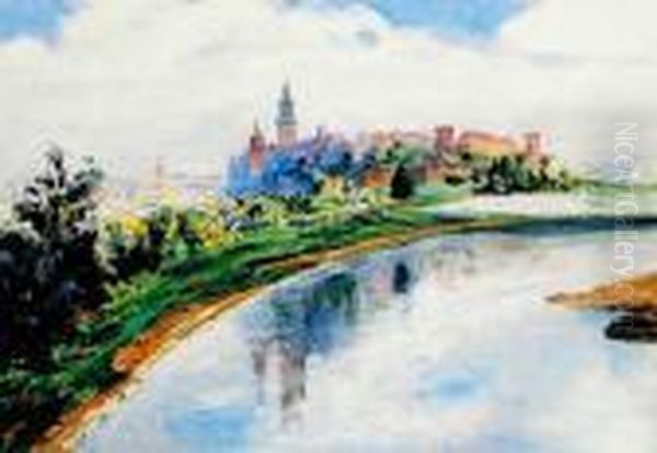 Wawel Oil Painting by Stanislaw Ignacy Fabijanski Poraj