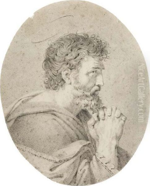 Tete D'apotre Priant, Vu De Profil Tourne Vers La Droite Oil Painting by Francois-Xavier Fabre