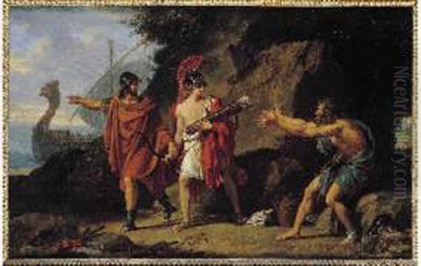 Philoctete Dans L'ile De Lemnos A Qui Ulysse Vient Demander Les Fleches D'hercule
 Esquisse Preparatoire Pour Le Tableau Appartenant Au Musee Du Louvre Et Depose A L'ambassade De France Pres Le Vatican A Rome.
 - Tableau Conserve A Rome 
 - Une Gravure Oil Painting by Francois-Xavier Fabre