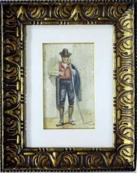 Personaje Con Baston Oil Painting by Antonio Maria Fabres Y Costa