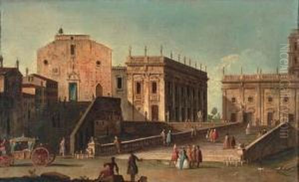 In Aracoeli And The Campidoglio, Rome Oil Painting by Jacopo Fabris Venice