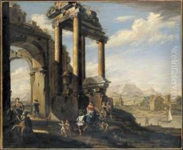 Capriccio Architettonico Con Figure Oil Painting by Jacopo Fabris Venice