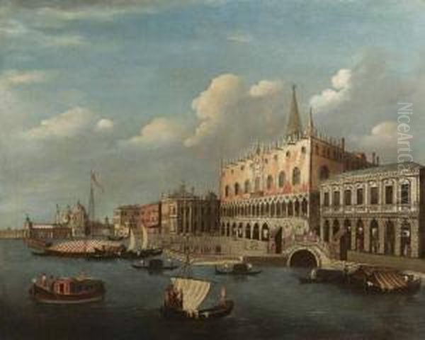 Il Molo Con Il Palazzo Ducale Visto Dal Bacino Di San Marco Oil Painting by Jacopo Fabris Venice