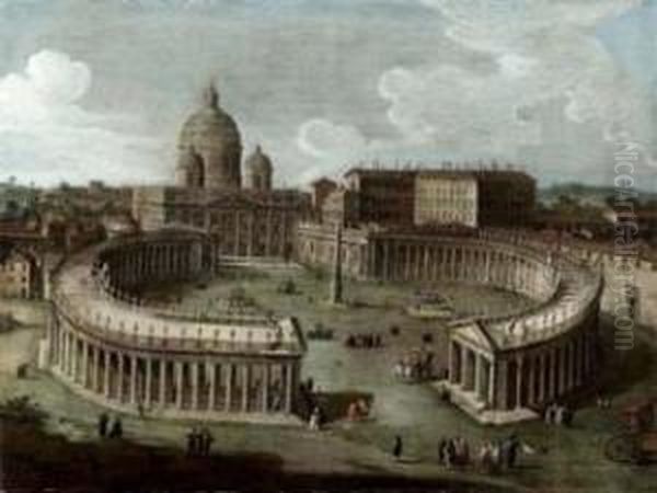 Veduta Di Piazza San Pietro Con I Palazzi Apostolici Oil Painting by Jacopo Fabris Venice