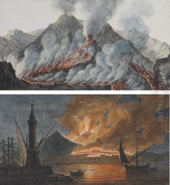 Plans Of The Top Of Mount Vesuvius Oil Painting by Pietro Fabris