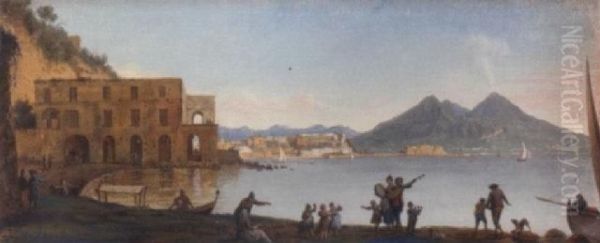 Bay Of Naples With Children Dancing The Tarantella Oil Painting by Pietro Fabris