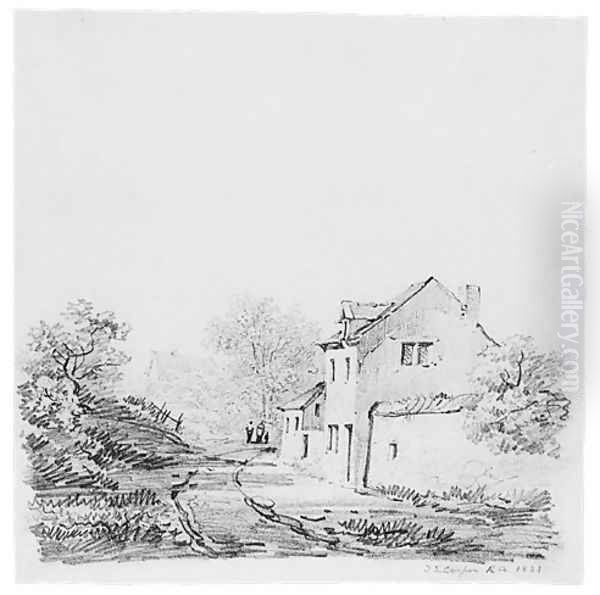 Village Landscape (from McGuire Scrapbook) Oil Painting by Thomas Sidney Cooper