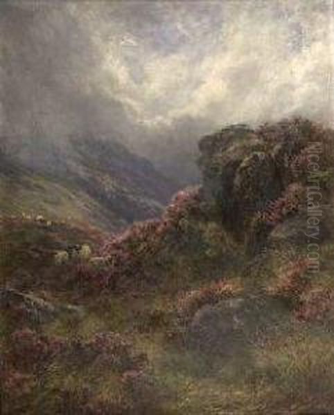 Heather In Bloom, Galloway Oil Painting by James Jnr Faed