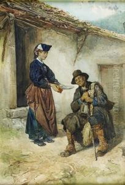 The Blind Beggar Oil Painting by John Faed