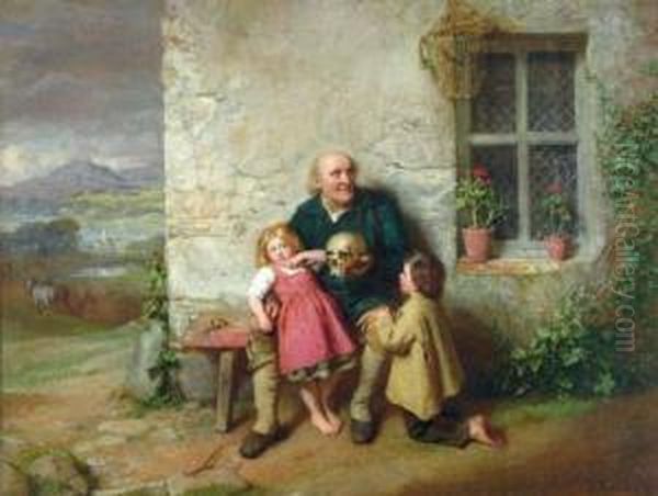 Grandfather Describing The Battle Of Blenheim To His Grandchildren Oil Painting by John Faed