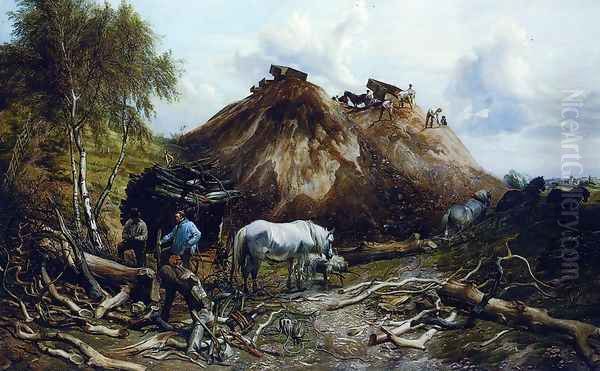 Clearing the Wood for the Iron Way, 1880 Oil Painting by Thomas Sidney Cooper