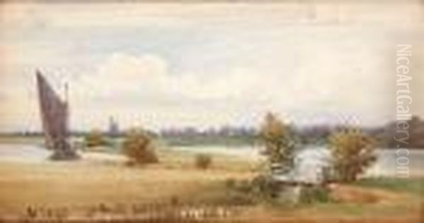 The Norfolk Broads Oil Painting by Edward Henry Fahey