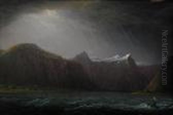 Sognefjorden - Framnas Och Balestrand Oil Painting by Carl Johan Fahlcrantz