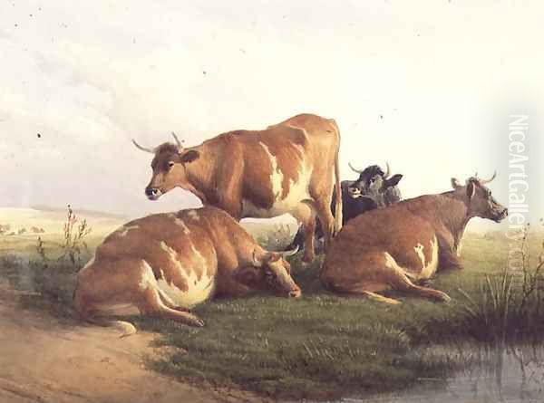 Cattle in a Landscape 2 Oil Painting by Thomas Sidney Cooper