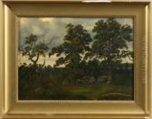 Motiv Fran Kungliga Djurgarden Oil Painting by Carl August Fahlgren