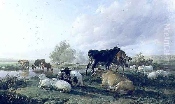 In the White Hall Meadows, Canterbury, 1848 Oil Painting by Thomas Sidney Cooper