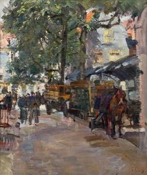 Beestenmarkt In Delft Oil Painting by Carl Fahringer