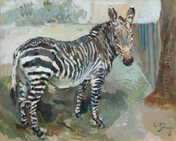 Zebre Oil Painting by Carl Fahringer