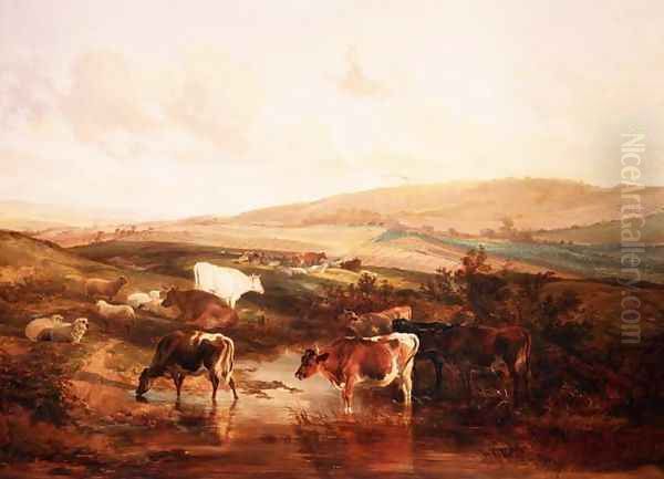 Grazing animals Oil Painting by Thomas Sidney Cooper