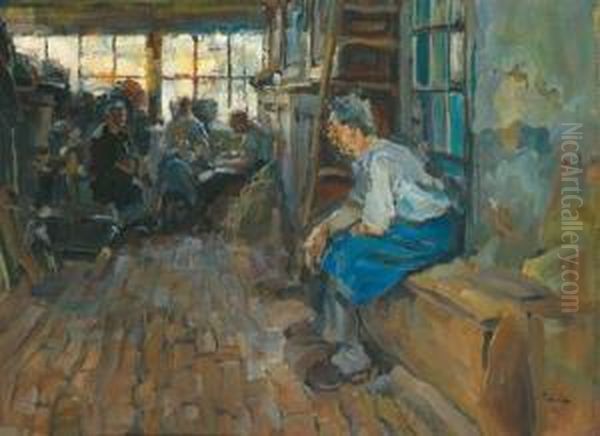 Rest From Work Oil Painting by Carl Fahringer