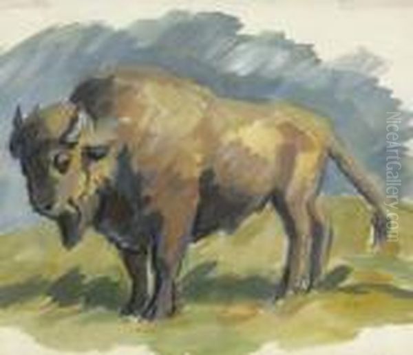 Wisent. Oil Painting by Carl Fahringer