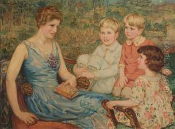 ''the Bedtime Story'' Oil Painting by Mary Louise Fairchild