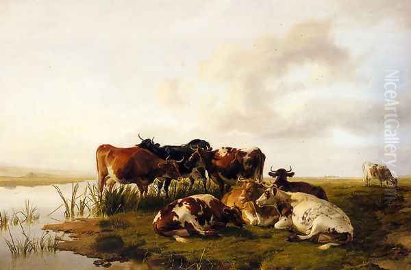 The Lowland Herd Oil Painting by Thomas Sidney Cooper