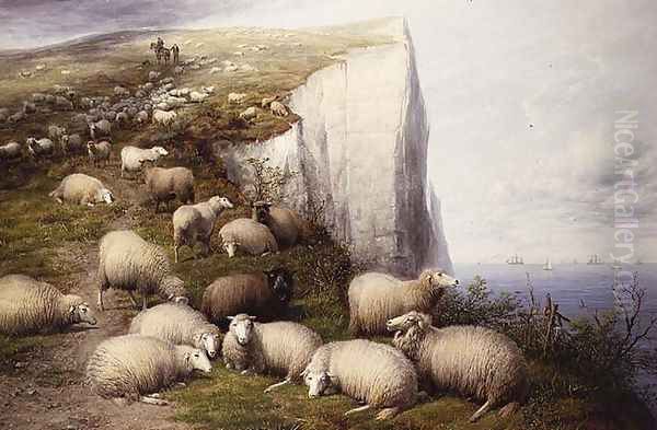 On the Kentish Cliffs Oil Painting by Thomas Sidney Cooper