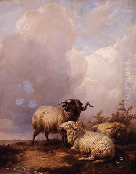 Sheep in Landscape Oil Painting by Thomas Sidney Cooper