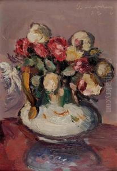 Blumenstraus In Vase Oil Painting by Anton Faistauer