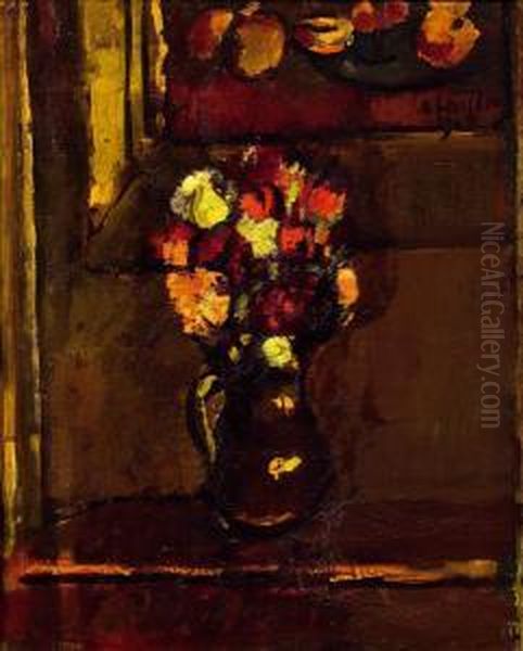 Blumenstillleben Oil Painting by Anton Faistauer