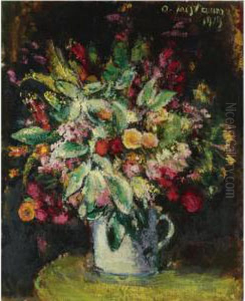 Blumen Stillleben (still Life With Flowers) Oil Painting by Anton Faistauer