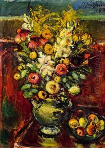 Blumenstillleben Oil Painting by Anton Faistauer