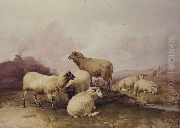 Sheep in a Landscape, 1844 Oil Painting by Thomas Sidney Cooper