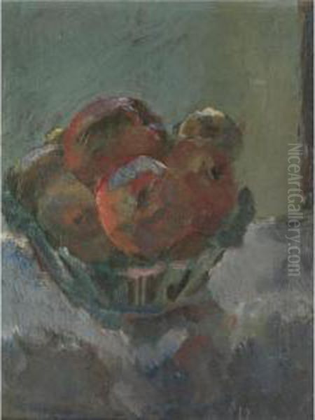 Obststillleben In Keramikschale (still Life With Fruits) Oil Painting by Anton Faistauer