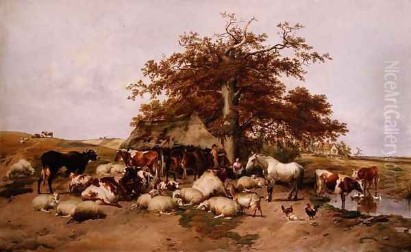 Waiting for Hire, 1878 Oil Painting by Thomas Sidney Cooper