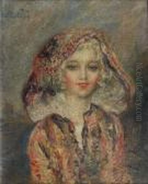 Portrait De Jeune Femme Encapuchonnee Oil Painting by Abel Jules Faivre