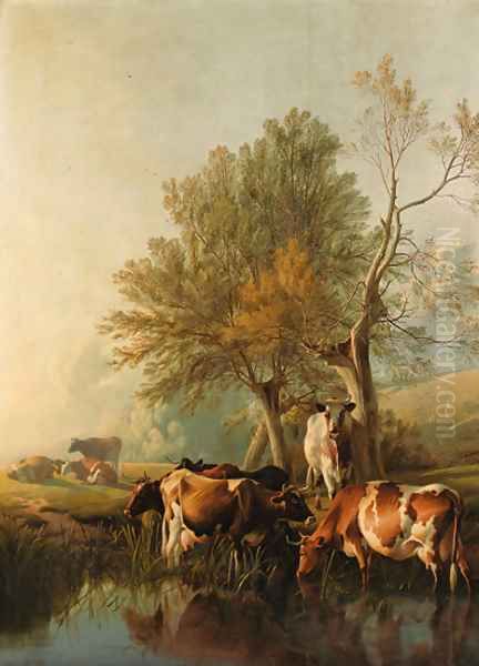 A Warm Sunny Evening Oil Painting by Thomas Sidney Cooper