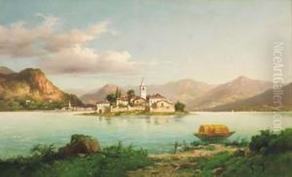 Isola Dei Pescatori, Lago Maggiore Oil Painting by Giuseppe Falchetti