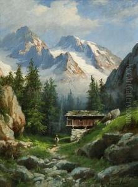 Paesaggio Montano Oil Painting by Giuseppe Falchetti