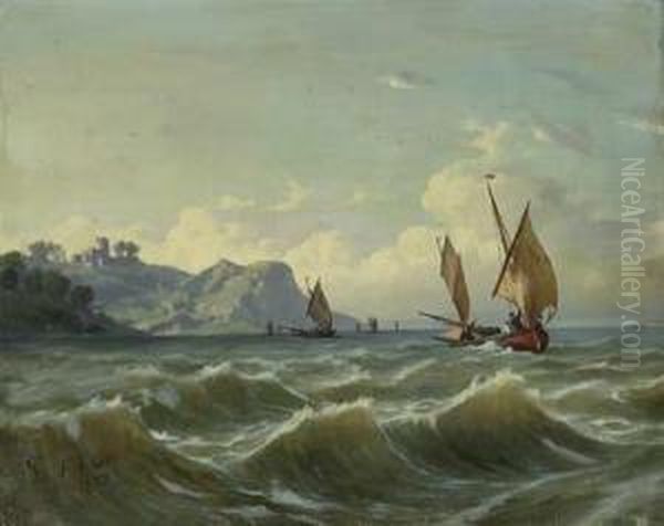 Kuste Und Fischerboote Oil Painting by Giuseppe Falchetti