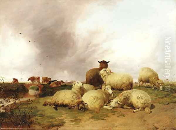 Out to pasture Oil Painting by Thomas Sidney Cooper