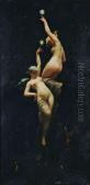 Two Nymphs Oil Painting by Luis Ricardo Falero