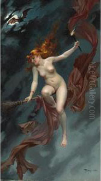 The Witches Sabbath (la Sociere Allant Au Sabbat) Oil Painting by Luis Ricardo Falero