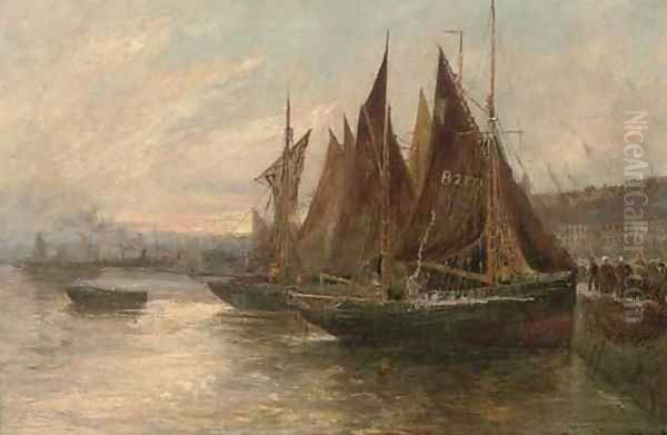 Boulogne Harbour Oil Painting by Thomas Sidney Cooper