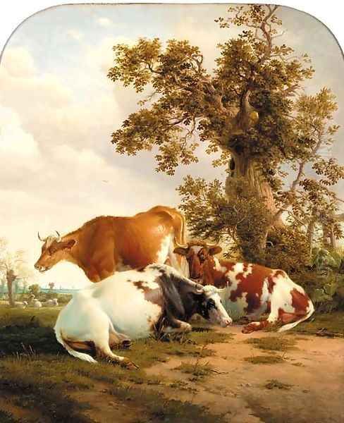 Cattle resting in a meadow 2 Oil Painting by Thomas Sidney Cooper